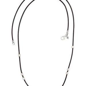 Silpada Black Leather Cord Sterling Silver Bead Accent Necklace N2149